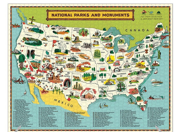Vintage Jigsaw Puzzle: National Parks Map