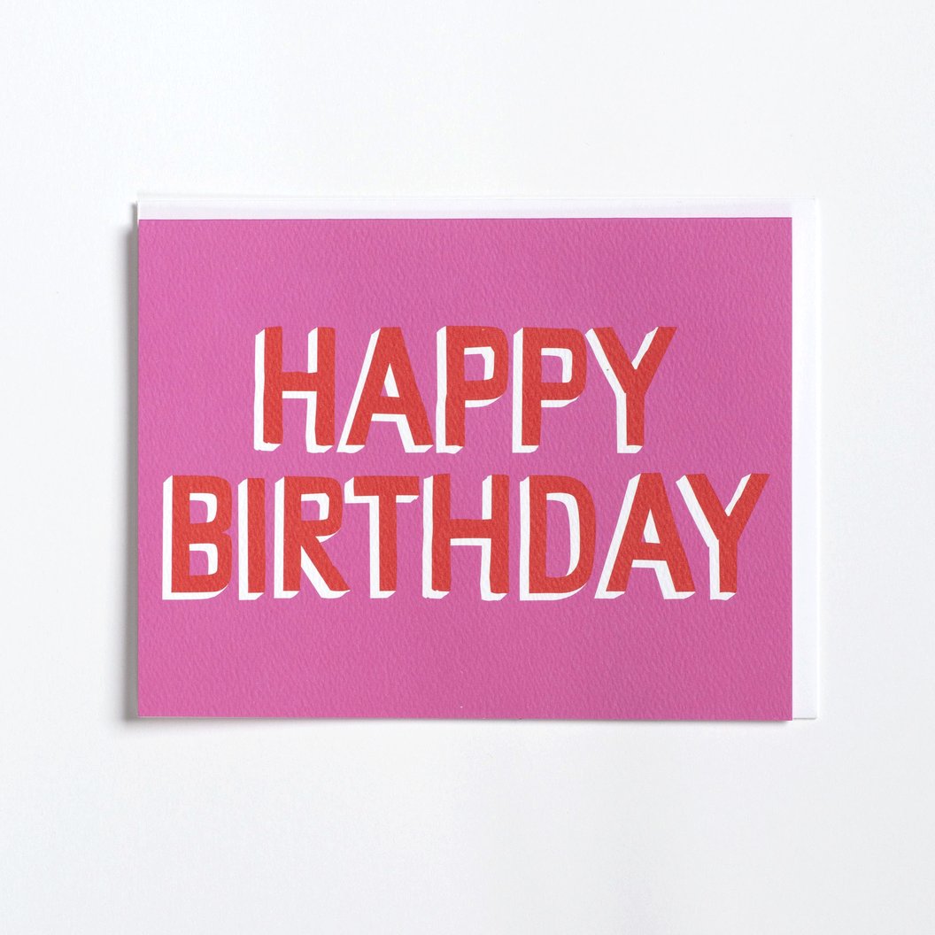 "Pink & Red" Happy Birthday Card