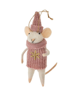 Felt Mouse Ornament: “Sally Snowflake”