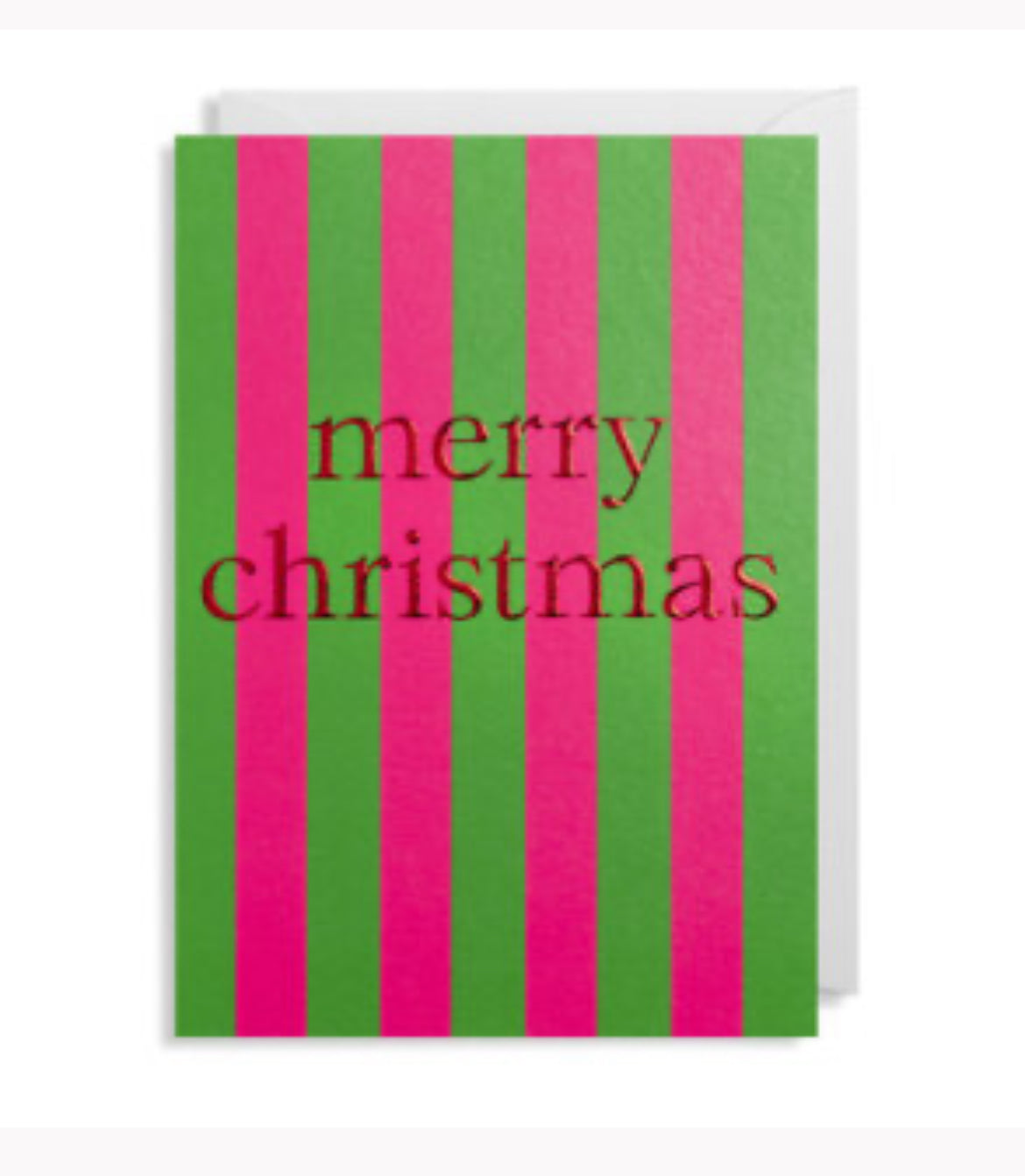Pink & Green Stripe Merry Christmas Card