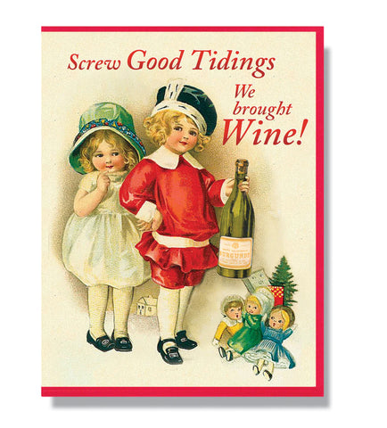 Smitten Kitten: "Screw Good Tidings We Brought Wine" Boxed Holiday Cards