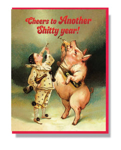 Smitten Kitten: "Cheers To Another Shitty Year" Boxed Holiday Card