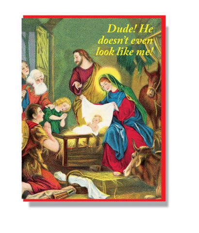 Smitten Kitten: "Dude, He doesn't even look like me!" Boxed Holiday Cards
