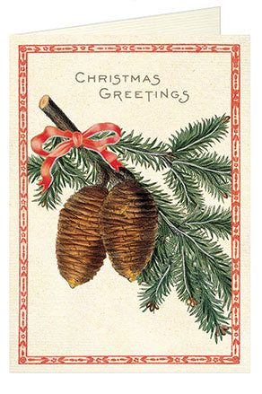"Vintage  Pine Cones" Christmas Card