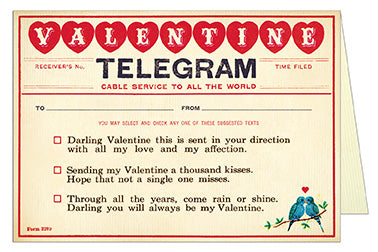 "Valentine Telegram" Valentine's Day Card