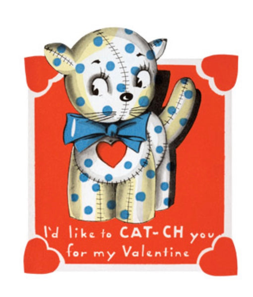 "Polka Dot Kitty" set of 15 assorted Retro Valentines