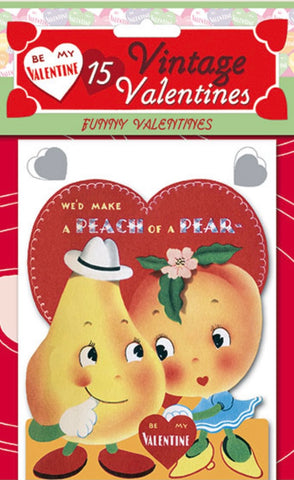 "Peach of A Pair" Set of 15 assorted Retro Valentines