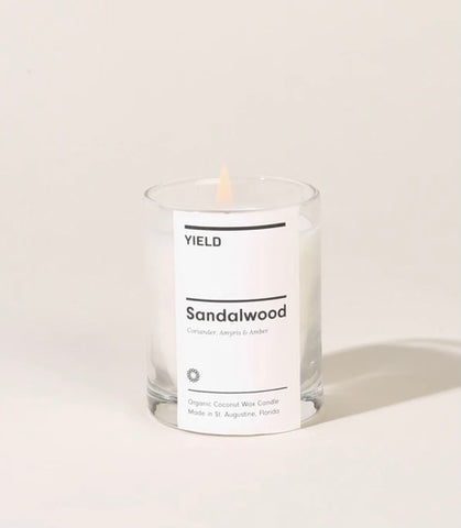 Sandalwood: Organic Coconut Wax Votive Candle in Glass