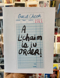 "A L'chaim is in order!" Note Card