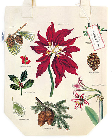 "Vintage Christmas Botanica" Holiday Tote Bag