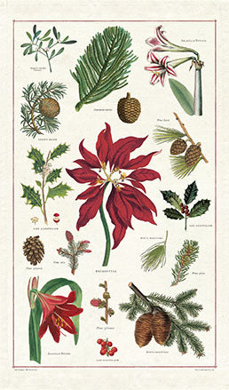 "Vintage Christmas Botanica" Holiday Tea Towel