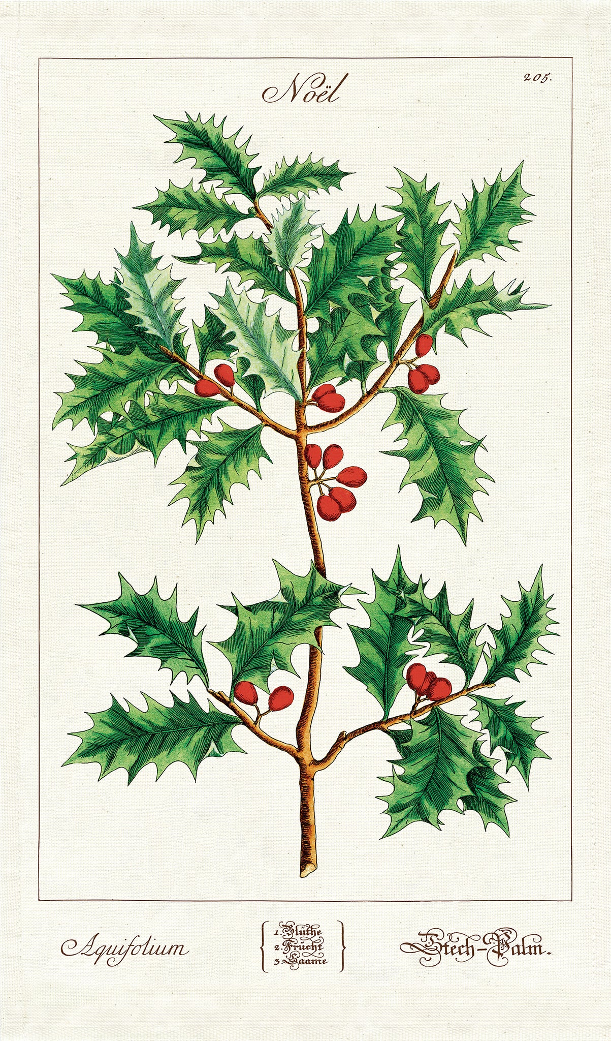 "Vintage Holly" Holiday Tea Towel
