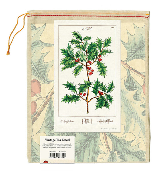 "Vintage Holly" Holiday Tea Towel