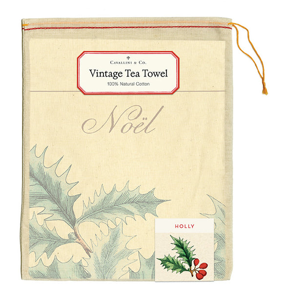 "Vintage Holly" Holiday Tea Towel