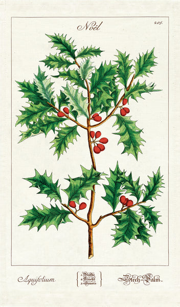 "Vintage Holly" Holiday Tea Towel