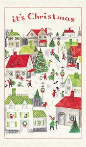 "Vintage Christmas Village" Holiday Tea Towel