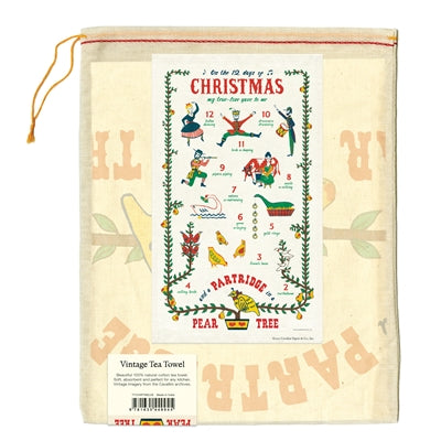 "Vintage Twelve Days of Christmas" Holiday Tea Towel