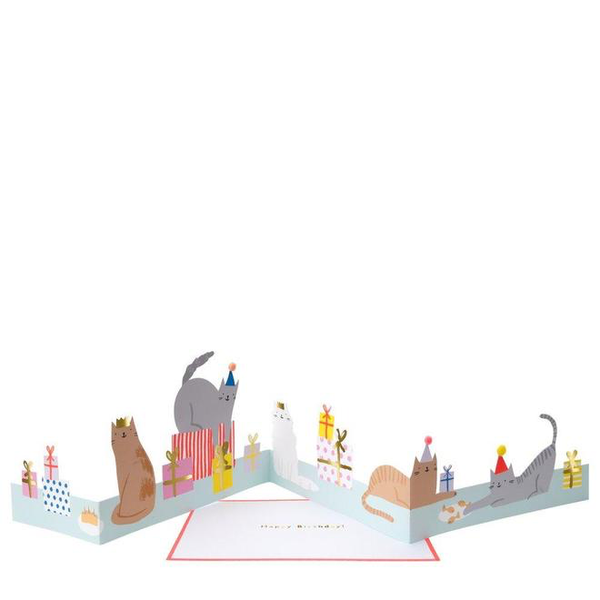 "Cat Party" Concertina Birthday Card