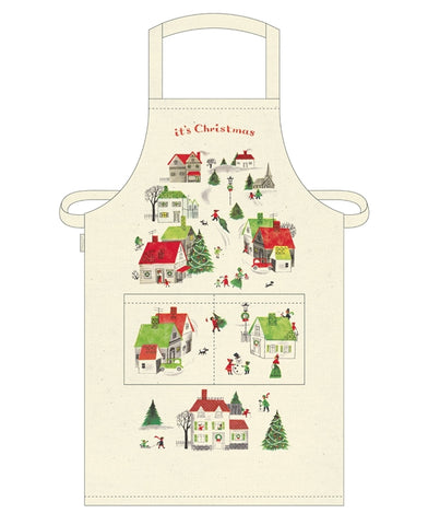 "Vintage Christmas Village" Christmas Apron