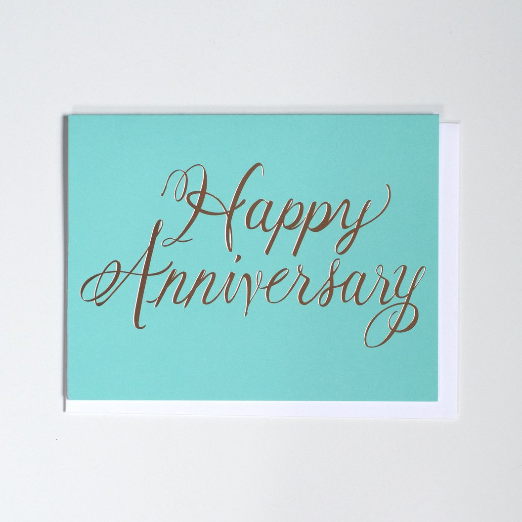 Rose Gold Foil "Happy Anniversary" Note Card