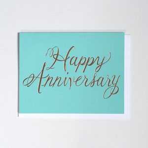 Rose Gold Foil "Happy Anniversary" Note Card