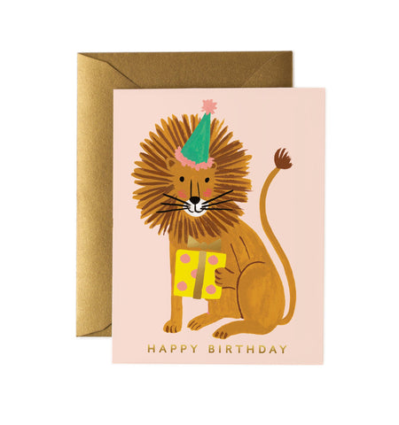 Party Lion Happy Birthday Card
