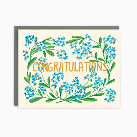 Blue Flowers Congratulations Card