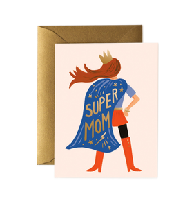 "Super Mom Blue Cape" Mother's Day Card