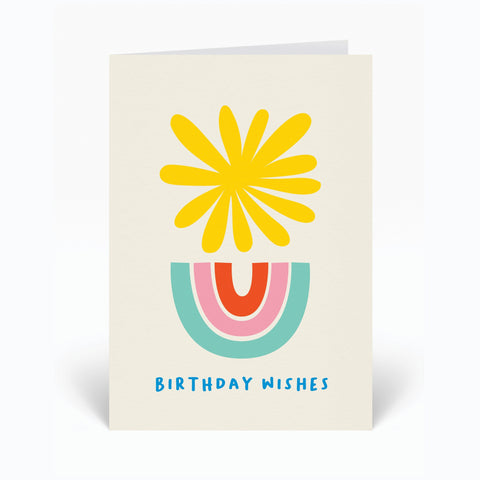 "Rainbow Flower" Birthday Wishes Note Card