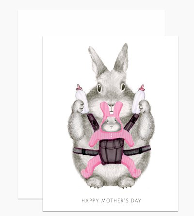 "Baby Carrier Bunny" Happy Mother's Day Card