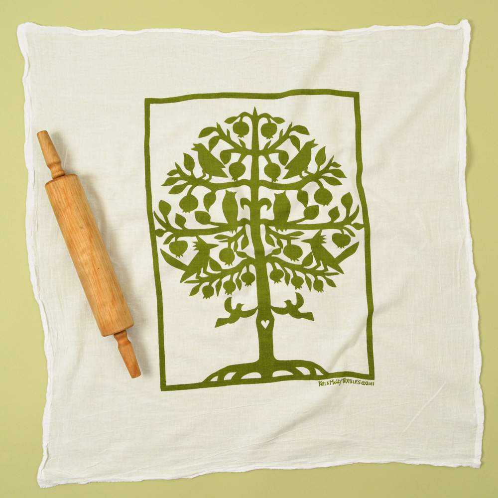 "Tree Of Life" (Green) Flour Sack Dish Towel