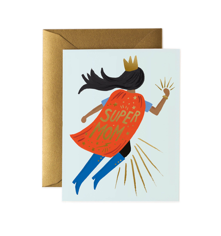 "Super Mom Red Cape" Mother's Day Card