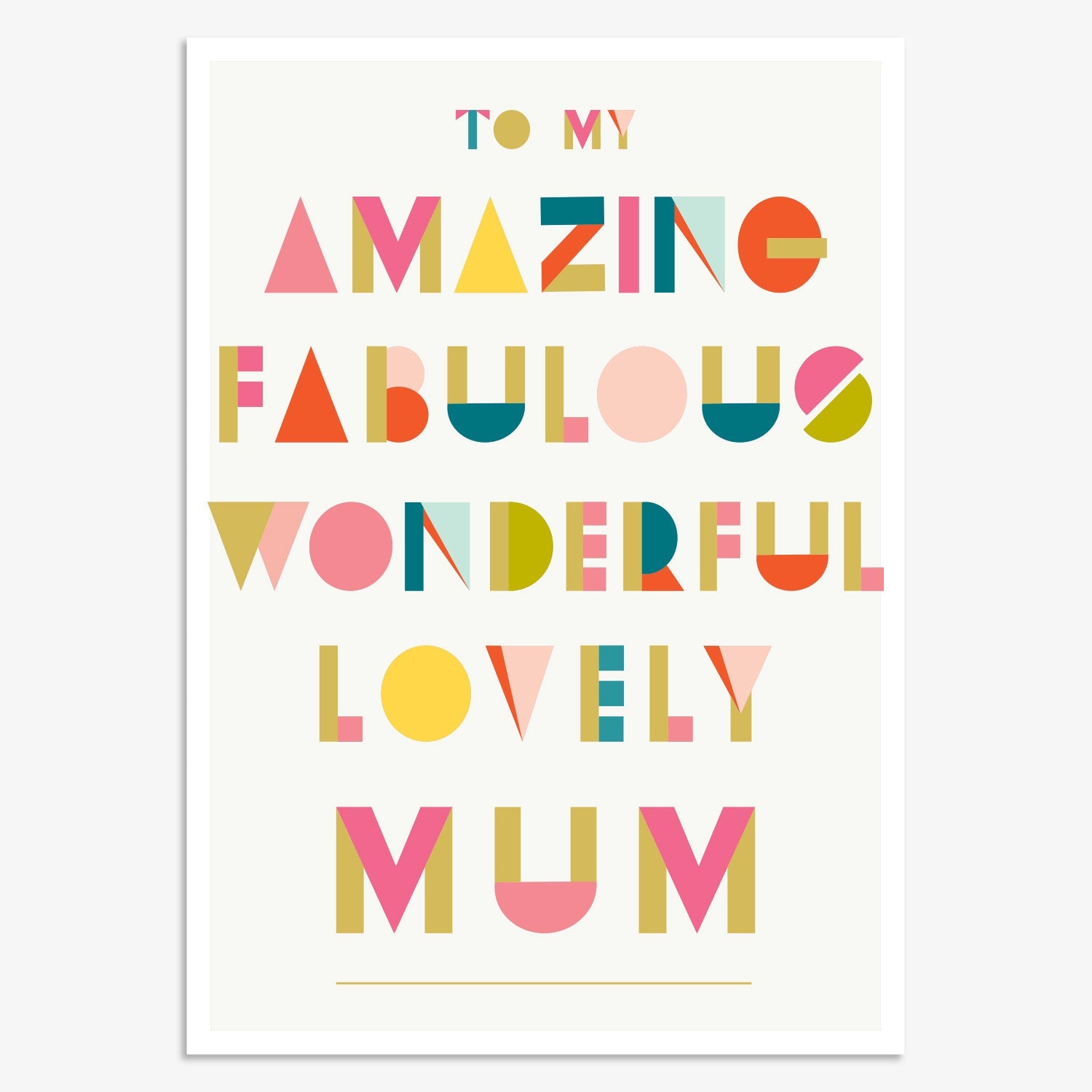 "Amazing Fabulous Wonderful Lovely Mum"  Note card