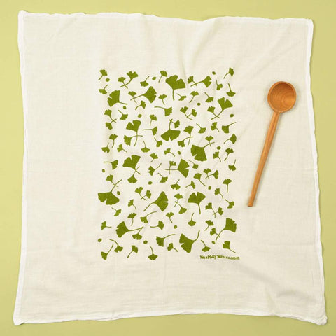 "Ginko" (Green) Flour Sack Dish Towel