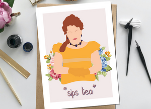"Sips Tea" Greeting Card