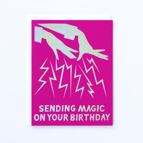 "Hologram Foil Magic Hands" Birthday Card