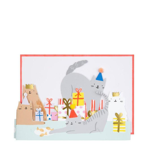 "Cat Party" Concertina Birthday Card