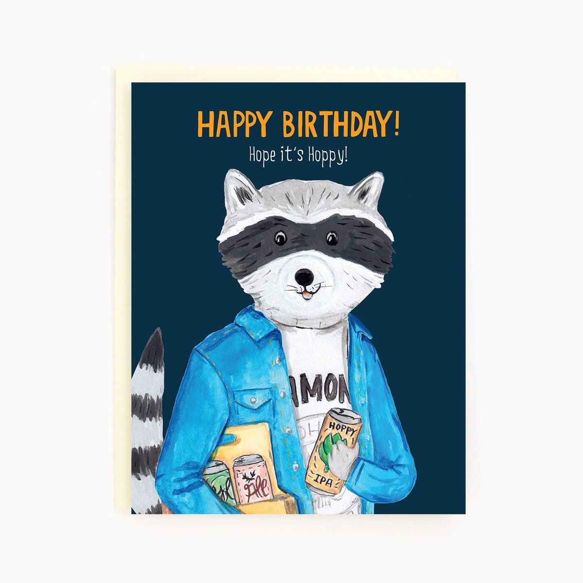 "Hope it's Hoppy" Raccoon with beer Birthday Card