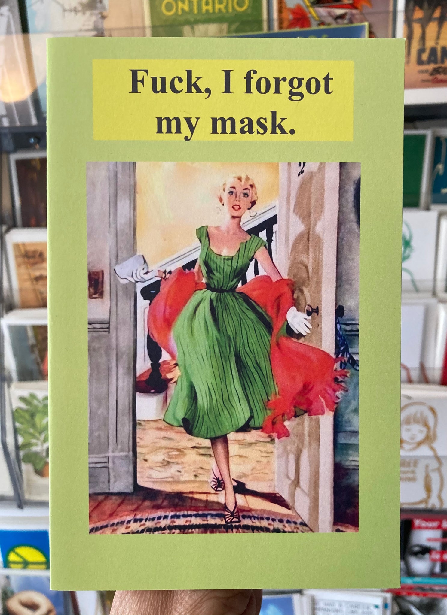 “Fuck, I forgot my mask” Note Card