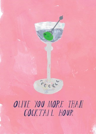"Olive You More Than Cocktail Hour" Note Card