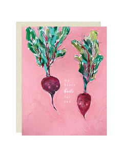 "My heart beets for you" note card