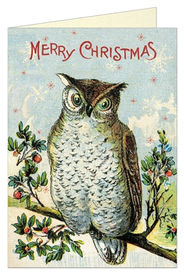 "Vintage Merry Christmas Owl" Note Card
